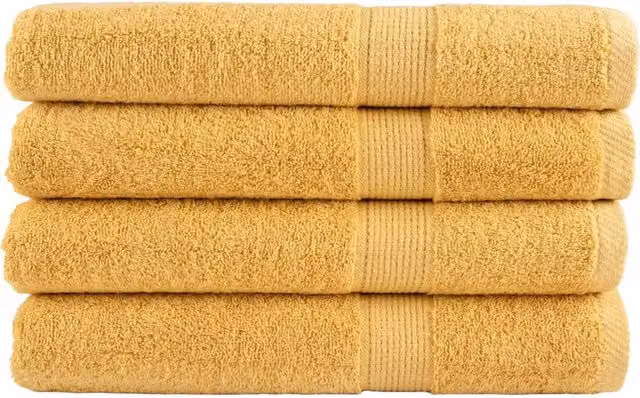 Berkfield Home SOLUND Premium Cotton Terry Towels, Gold, 4 Pack, W: 100 cm x L: 200 cm, 600gsm