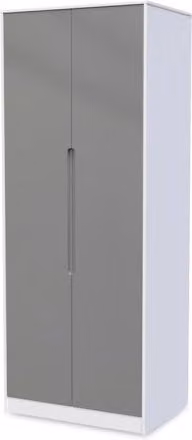 Welcome Monaco Gloss 2 Door Tall Double Wardrobe in Grey