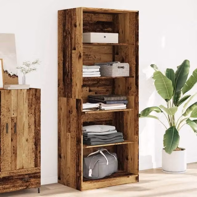 Berkfield Home Old Wood Wardrobe in Brown, W/D/H: 80 x 50 x 200 cm