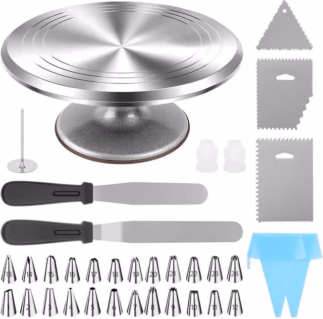 VOGREX Silver Aluminium Rotating Cake Turntable, Diameter: 30.48 cm