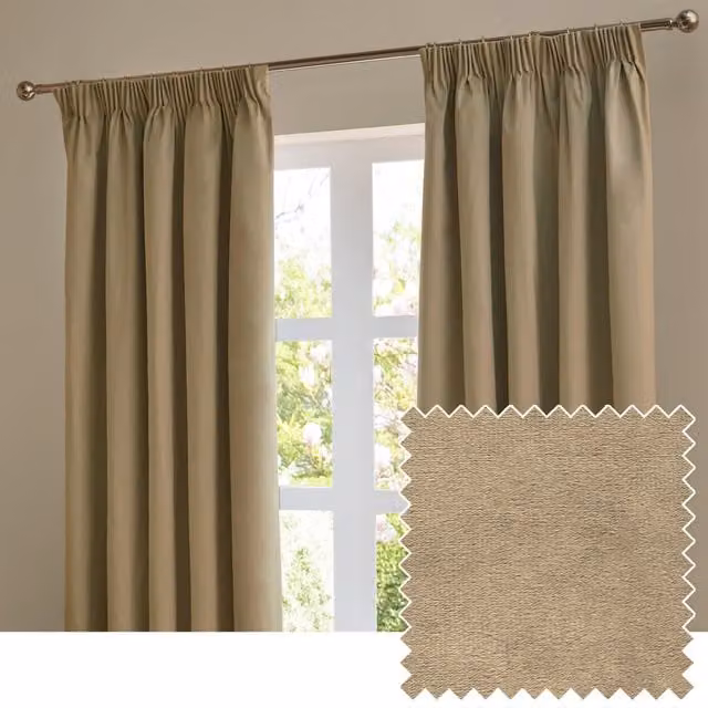 Make It A Home Brown Velvet Thermal Insulating Blackout Pencil Pleat Curtains, Width: 137 cm, Height: 229 cm