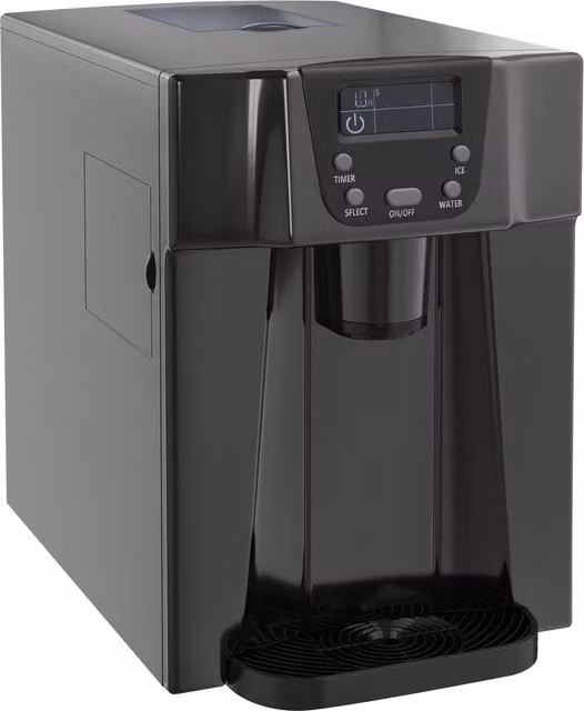HOMCOM Countertop Ice Maker Machine and Water Dispenser in Black with 3L Tank and Adjustable Cube Size