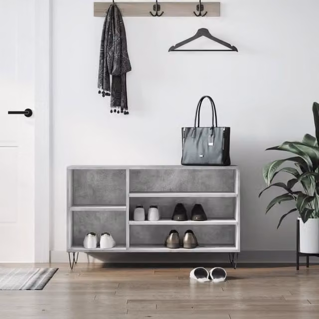 Berkfield Home Modern Grey Shoe Cabinet with Internal Shelves, W/D/H: 102 x 36 x 60 cm
