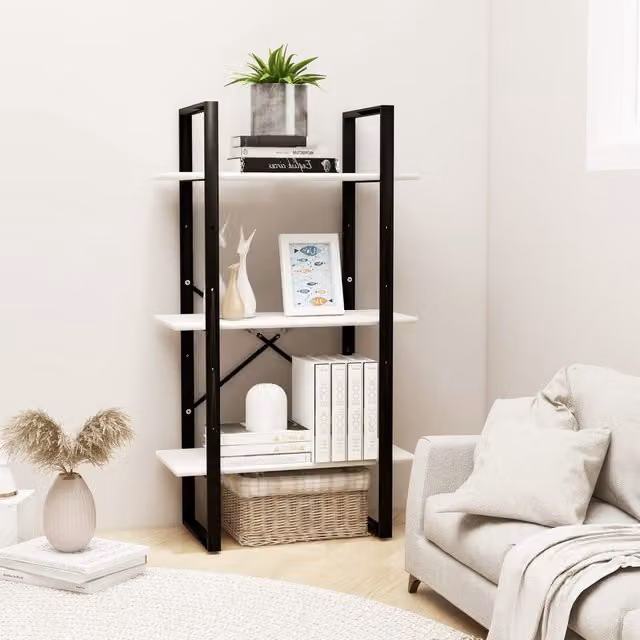 Berkfield White Solid Pine Wood Home Storage Shelf with Adjustable Shelves W/D/H: 60 x 30 x 105 cm
