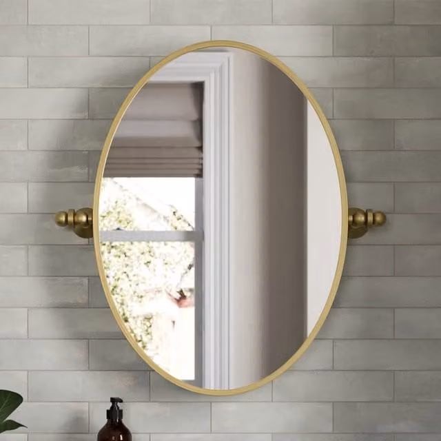 Bathwell Modern Oval Wall Mirror in Gold and Black