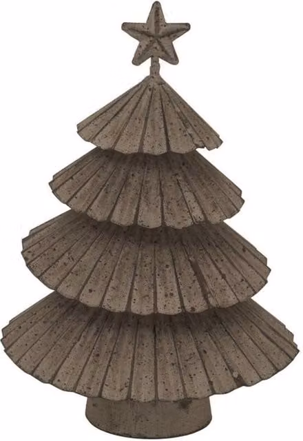 Lemon Pavilion Rustic Layered Tabletop Christmas Tree with Star in Silver and White, W14 x D14 x H19 cm