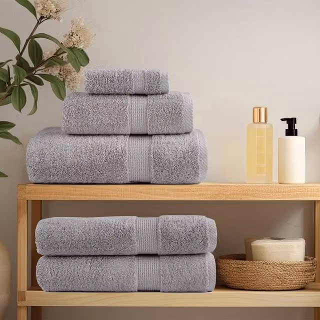 Berkfield Home SOLUND Premium Cotton Terry Towels, 4-Piece Set, Grey, W: 100 cm, L: 200 cm, 600gsm
