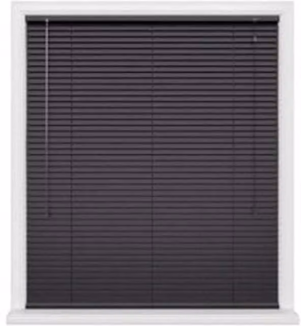 NewEdgeBlinds Black Aluminium Venetian Blinds with 25mm Slats, W: 85 cm, H: 152 cm