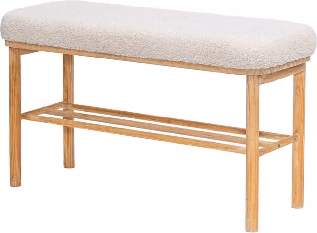 ASUGI Scandinavian White Wooden Shoe Rack and Entryway Bench