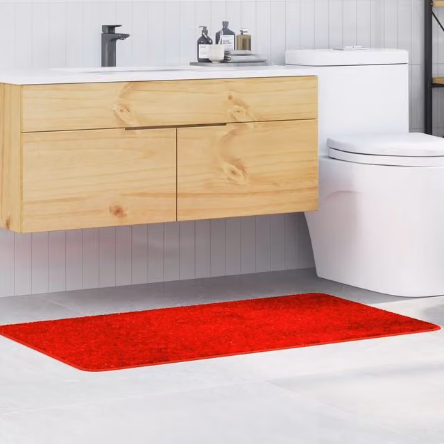 Berkfield Home Rectangular Non-Slip Red Bath Mat, W: 70 cm, L: 120 cm