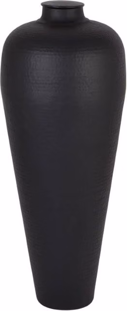 Lemon Pavilion Furniture and Decor Large Hammered Metal Vase with Lid, Matt Black, W: 40 cm, D: 40 cm, H: 103 cm