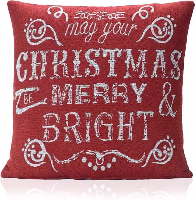 Luxor Living Red Velvet Christmas Decorative Square Cushion with Hollow Fibre Pad, W/D/H: 45 x 45 x 45 cm