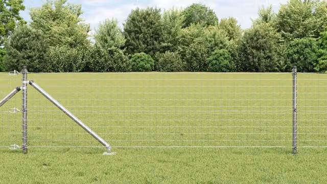 Berkfield Home Euro Fence with 7 Spike Posts, Galvanised Steel, Silver/Grey, W: 10 m, H: 0.4 m