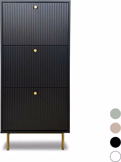 Home Garden Direct Devon Grey Modern MDF Shoe Cabinet with Tilting Compartments