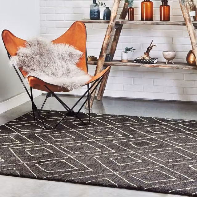 Asiatic Carpets Nomad Moroccan Grey Hand-Tufted Modern Rectangular Rug, Width: 160 cm