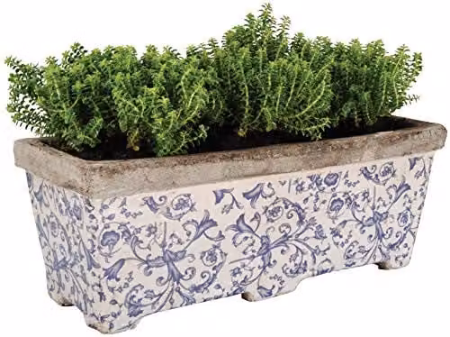 Esschert Design Ceramic Window Box Planter, Multi-Colour, W: 40 cm, D: 15 cm, H: 16 cm