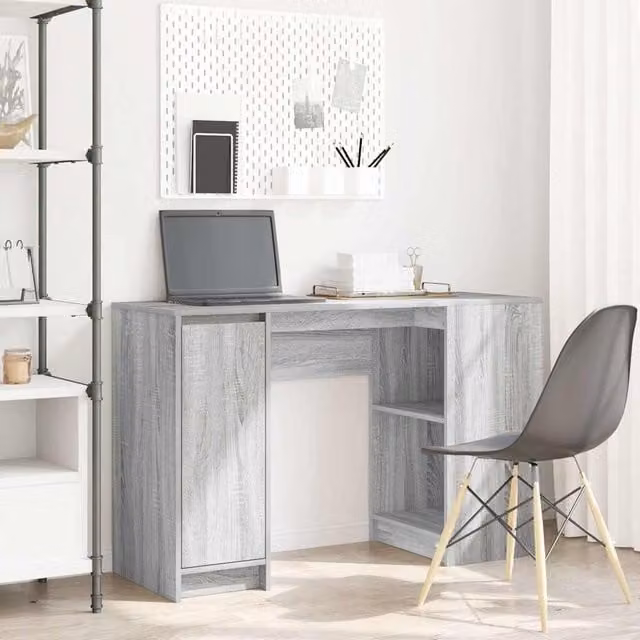 Berkfield Modern Grey Sonoma Secretary Desk in Engineered Wood W/D/H: 120 x 42 x 76 cm