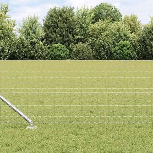 Berkfield Home 26 Piece Set of Round Galvanised Steel Fence Posts with Spike in Silver, Height: 120 cm, Diameter: 32 mm