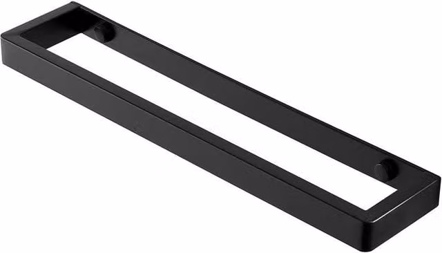 PAWNORA Wall Mounted Black Metal Towel Rail W: 40 cm, H: 6 cm, D: 4 cm