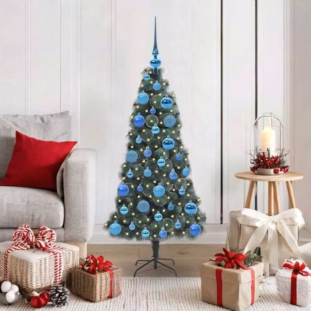 Berkfield Home Pre-lit Artificial Christmas Tree with Ball Set, Green, Height: 120 cm