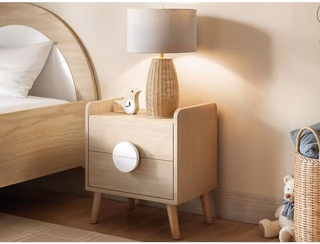 Flair Noah 2 Drawer Bedside Table in Oak and White, W/D/H: 42 x 30 x 47 cm
