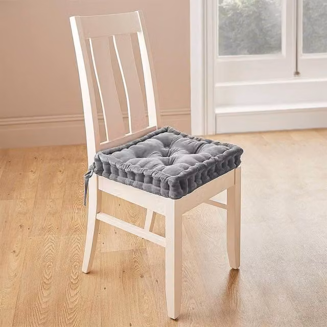 Coopers of Stortford Reversible Velvet Booster Cushion for Adults, Grey, W/D/H: 39 x 39 x 7.5 cm