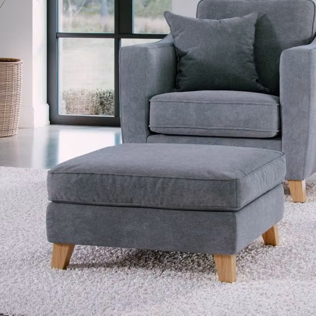 The Great Sofa Company Jackson Chenille Footstool in Blue