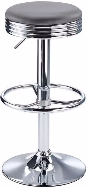 netfurniture Calif Adjustable Bar Stool in Grey Synthetic Leather with Metal Frame