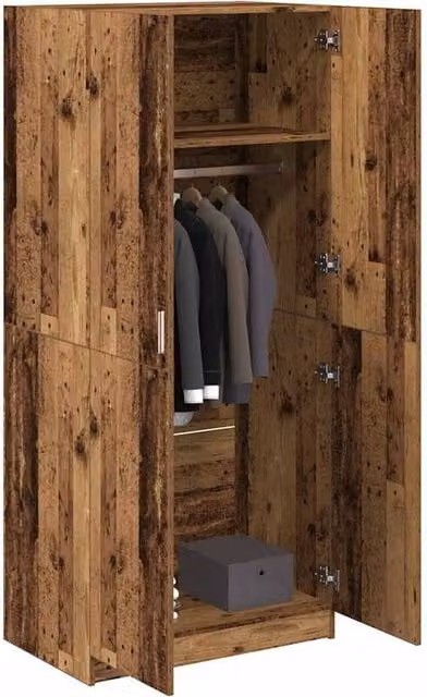 Berkfield Home Old Wood Wardrobe in Brown, W/D/H: 90 x 52 x 200 cm