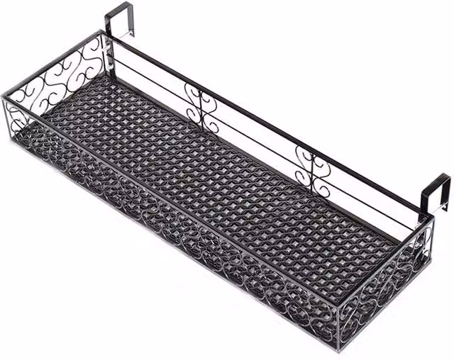 H&O Direct Black Hanging Railing Planter Window Box
