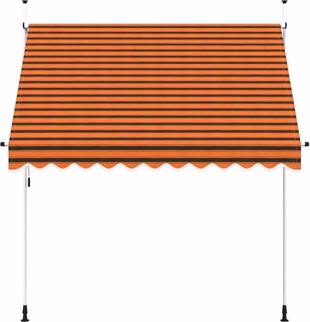 Berkfield Home Manual Retractable Folding Arm Awning in Orange and Brown Striped Polyester with Steel Frame, W/D/H: 250 x 120 x 250 cm