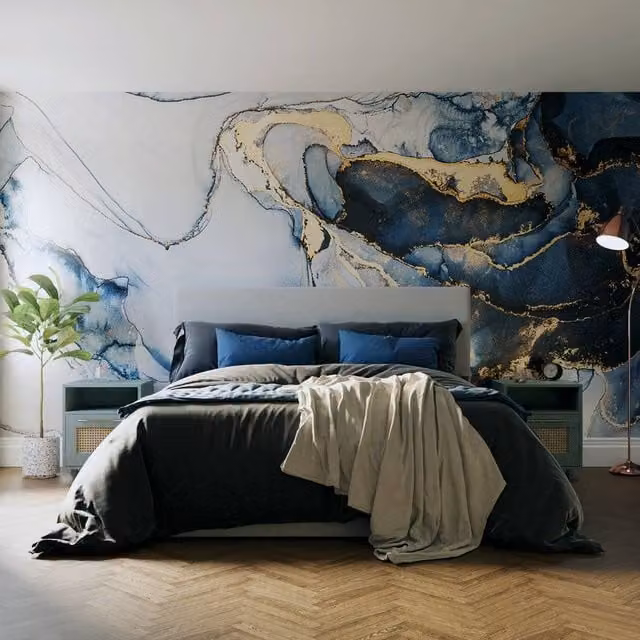Superfresco Easy Agate Marble Navy Blue Abstract Mural Wallpaper, W: 300 cm, H: 280 cm