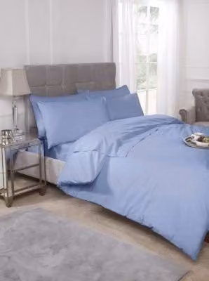 New Edge Blinds Blue Percale Duvet Cover, W: 180 cm, L: 200 cm