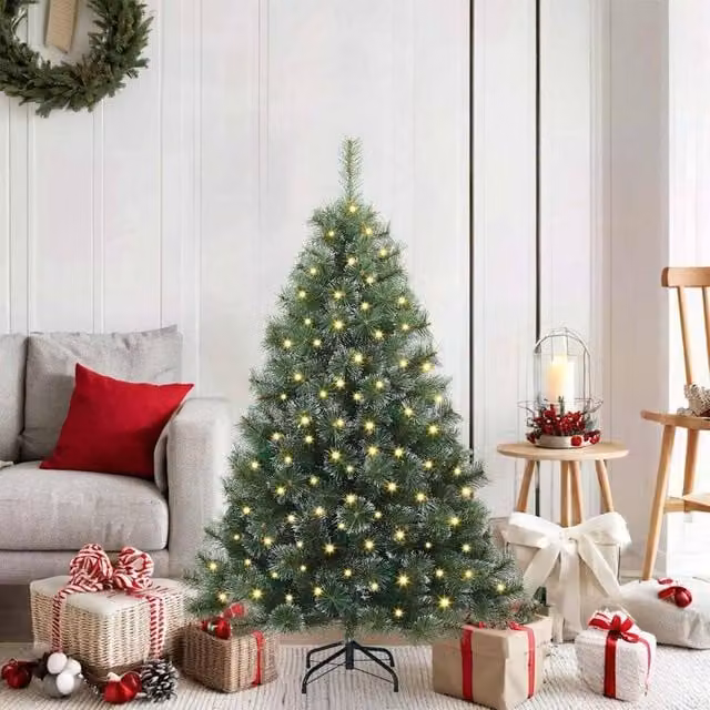 Berkfield Home Artificial Green Christmas Tree with 150 Warm White LEDs, Height: 120 cm