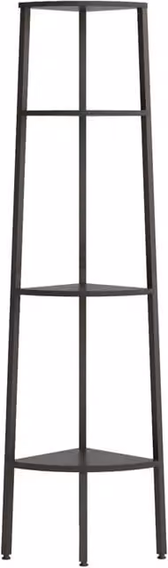 Berkfield Home Practical 4-Tier Corner Shelf, Black, W/D/H: 45.5 x 31.5 x 150 cm