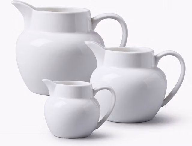 WM Bartleet & Sons White Ceramic Round Bellied Jug Set of 3