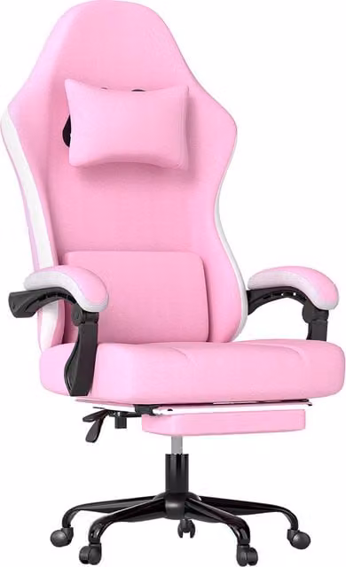 Levede Fabric Gaming Chair with Headrest and Armrests in Pink, Black or White