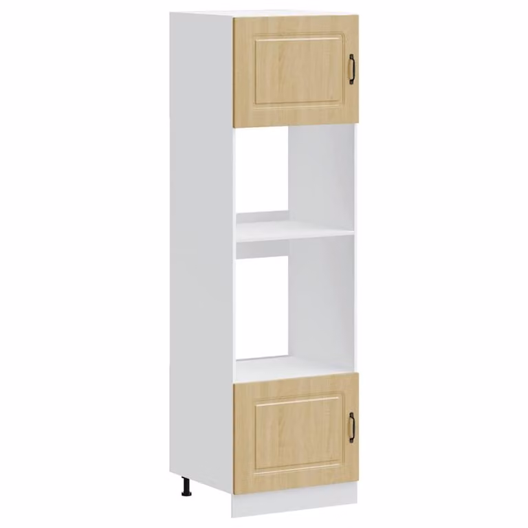 Berkfield Home Lucca Sonoma Oak Oven Cabinets, 2 Pack, Brown and White, H: 207 cm, W: 60 cm, D: 57 cm