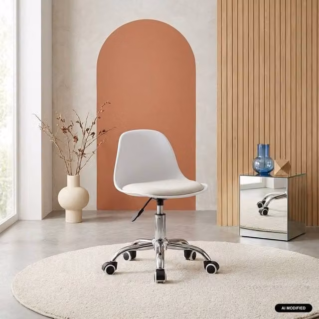 sweeek Adjustable Children's Office Task Chair with Castors and Chrome Base in White