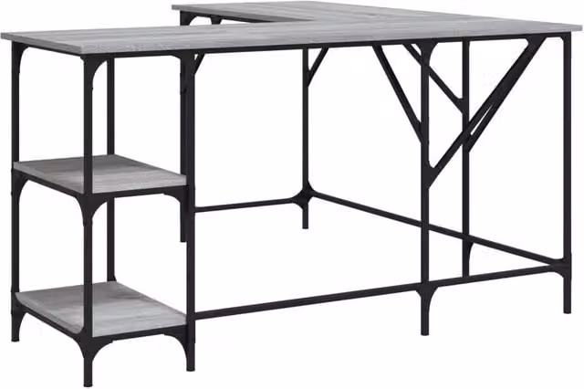 Berkfield Home Grey Sonoma Corner Desk in Engineered Wood W/D/H: 139 x 139 x 75 cm
