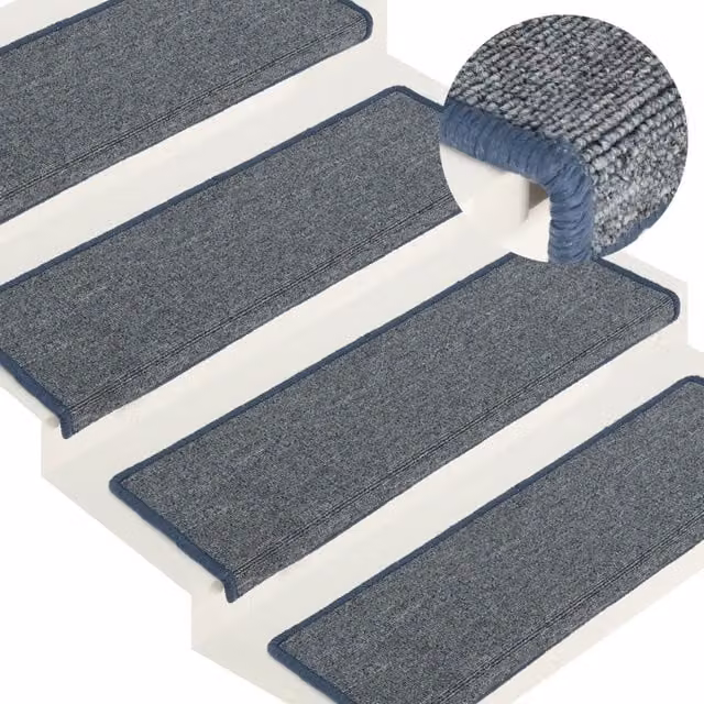 Berkfield Home Self-Adhesive Carpet Stair Treads, 15 Piece Set in Purple and Blue, W: 65 cm, D: 21 cm, H: 4 cm