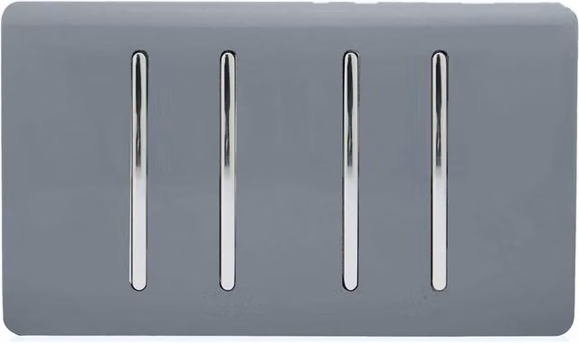 Trendi 4 Gang Flush Mains Light Switch, Grey