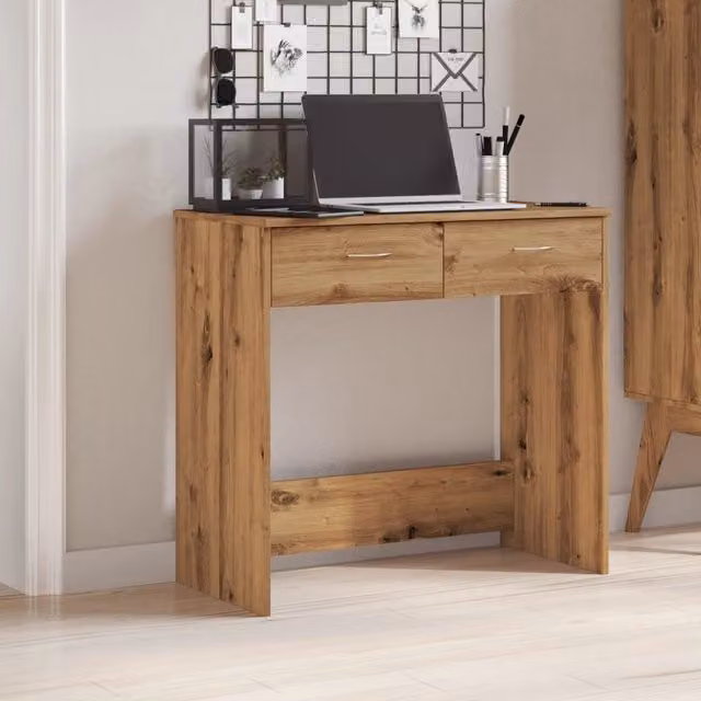 Berkfield Artisan Oak Writing Desk in Brown, W/D/H: 80 x 40 x 75 cm