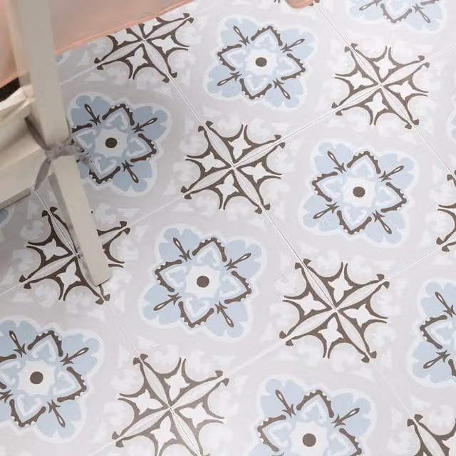 d-c-fix Vintage Crest Self-adhesive Vinyl Floor Tiles, Grey and Blue, W: 30.48 cm x D: 30.48 cm