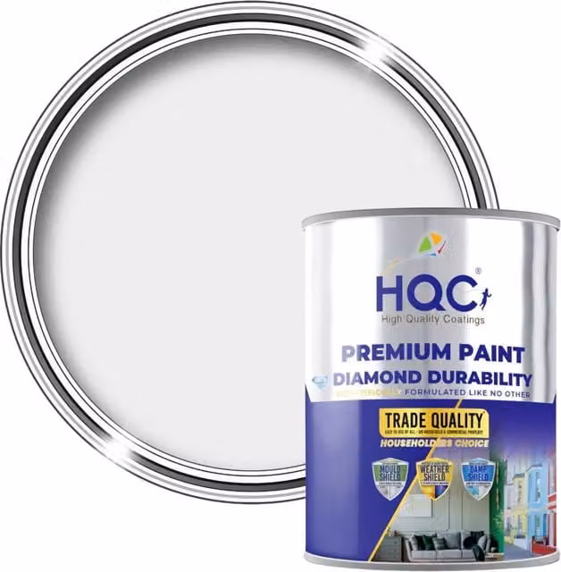 HQC PAINTS Mould Resistant Water Based Matt Kitchen Dispersion Paint in Light Grey, 10 l