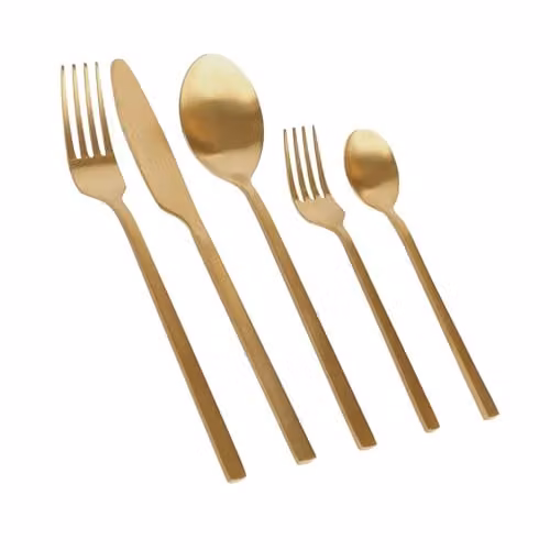 Argon Tableware 60 Piece Gold Coated Stainless Steel Cutlery Set for 12 People