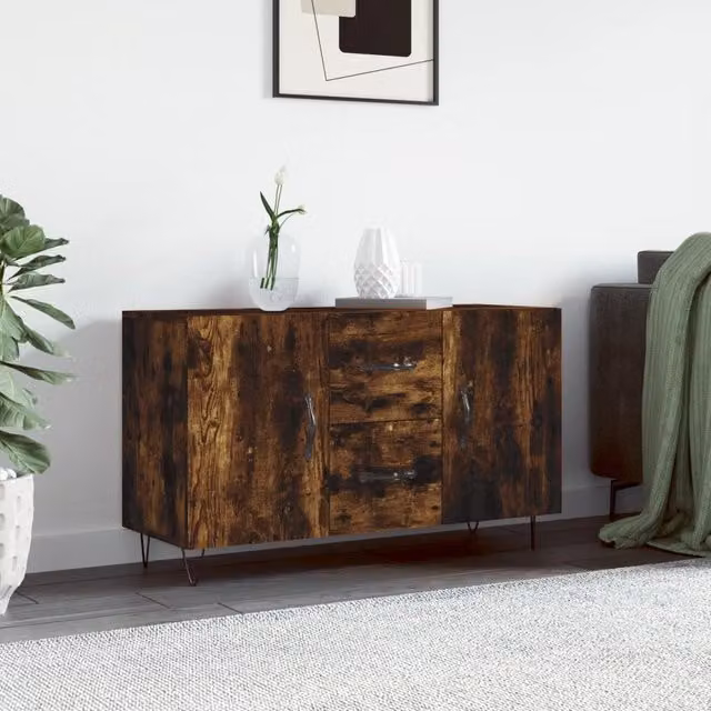 Berkfield Home Modern Smoked Oak Sideboard in Brown, W/D/H: 100 x 36 x 60 cm