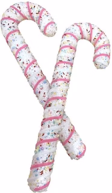 KDMD Pink and White Striped Hanging Candy Cane Christmas Pendants, Set of 2, Height: 50 cm
