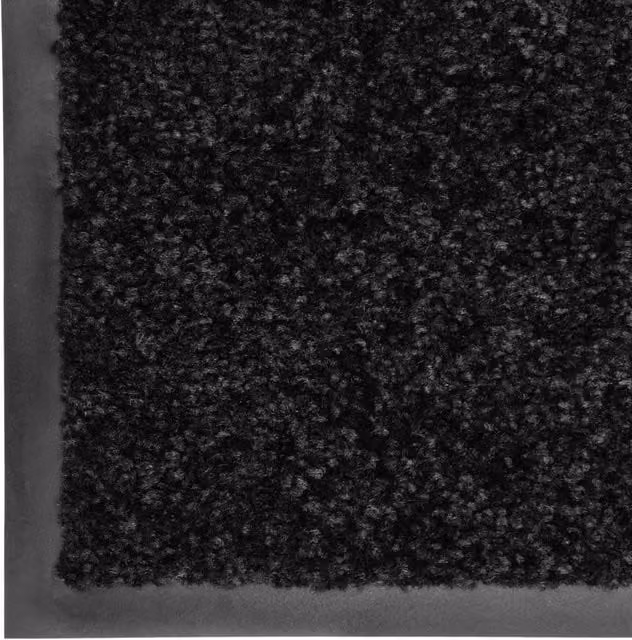 Berkfield Home Washable Non-Slip Black Rectangular Doormat W/D/H: 120 x 90 x 0.9 cm