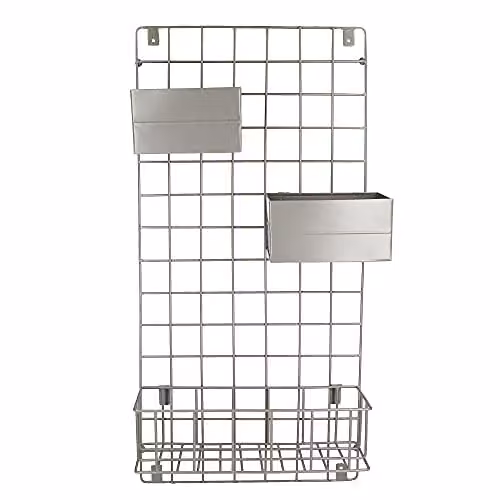 KitchenCraft Living Nostalgia Wall Mounted Metal Kitchen Organiser with Shelf, Grey, W/D/H: 39 x 8 x 13 cm